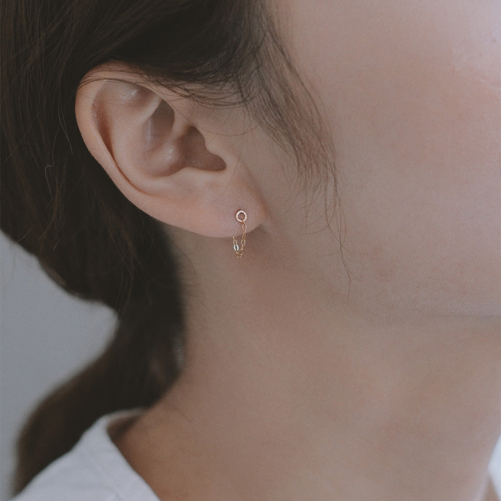 【elaia/エライア】ピアス Silver925/K14ゴールドフィルド ダブル サークル チェーン 2WAY スタッドピアス オリジナルボックス/巾着付き