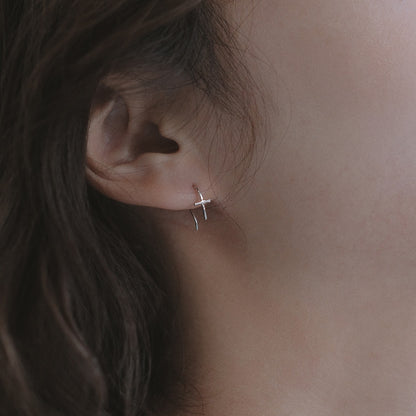 【elaia/エライア】ピアス Silver925/K14ゴールドフィルド クロス フックピアス オリジナルボックス/巾着付き