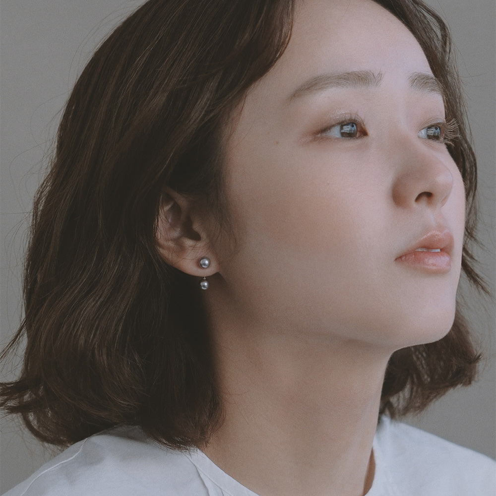 【elaia/エライア】ピアス Silver925 ダブル 貝パール バックキャッチピアス スタッドピアス オリジナルボックス/巾着付き