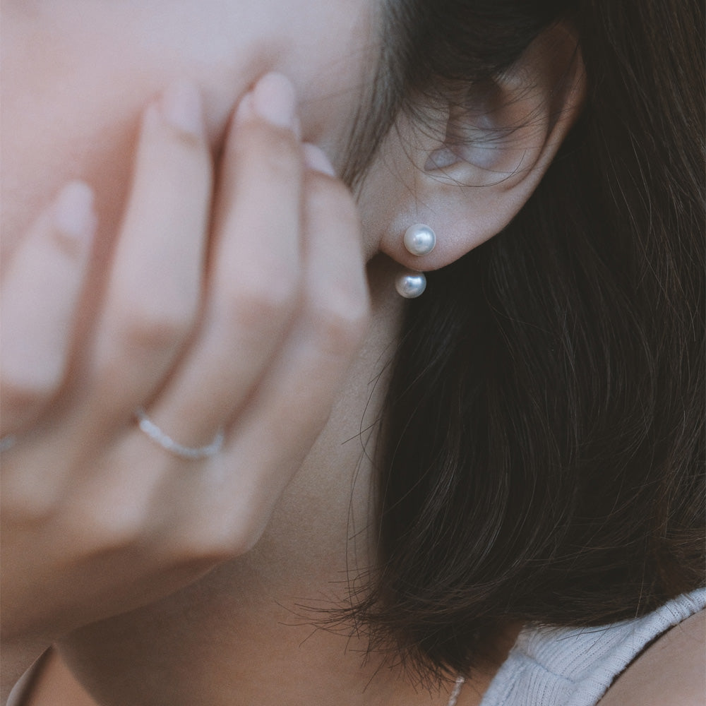 【elaia/エライア】ピアス Silver925 ダブル 貝パール バックキャッチピアス スタッドピアス オリジナルボックス/巾着付き