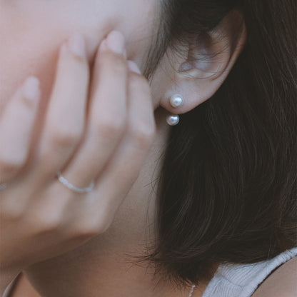 【elaia/エライア】ピアス Silver925 ダブル 貝パール バックキャッチピアス スタッドピアス オリジナルボックス/巾着付き