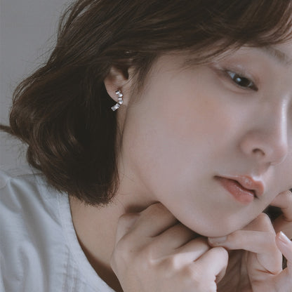 【elaia/エライア】ピアス Silver925 ウェーブ フリル カーブ プレート スタッドピアス オリジナルボックス/巾着付き