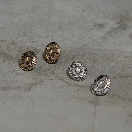 【LIMITED NUMBER】Vintage Like イヤリング ニッケルフリー メタル オーバル コンチョ クリップイヤリング シリコンカバー付き