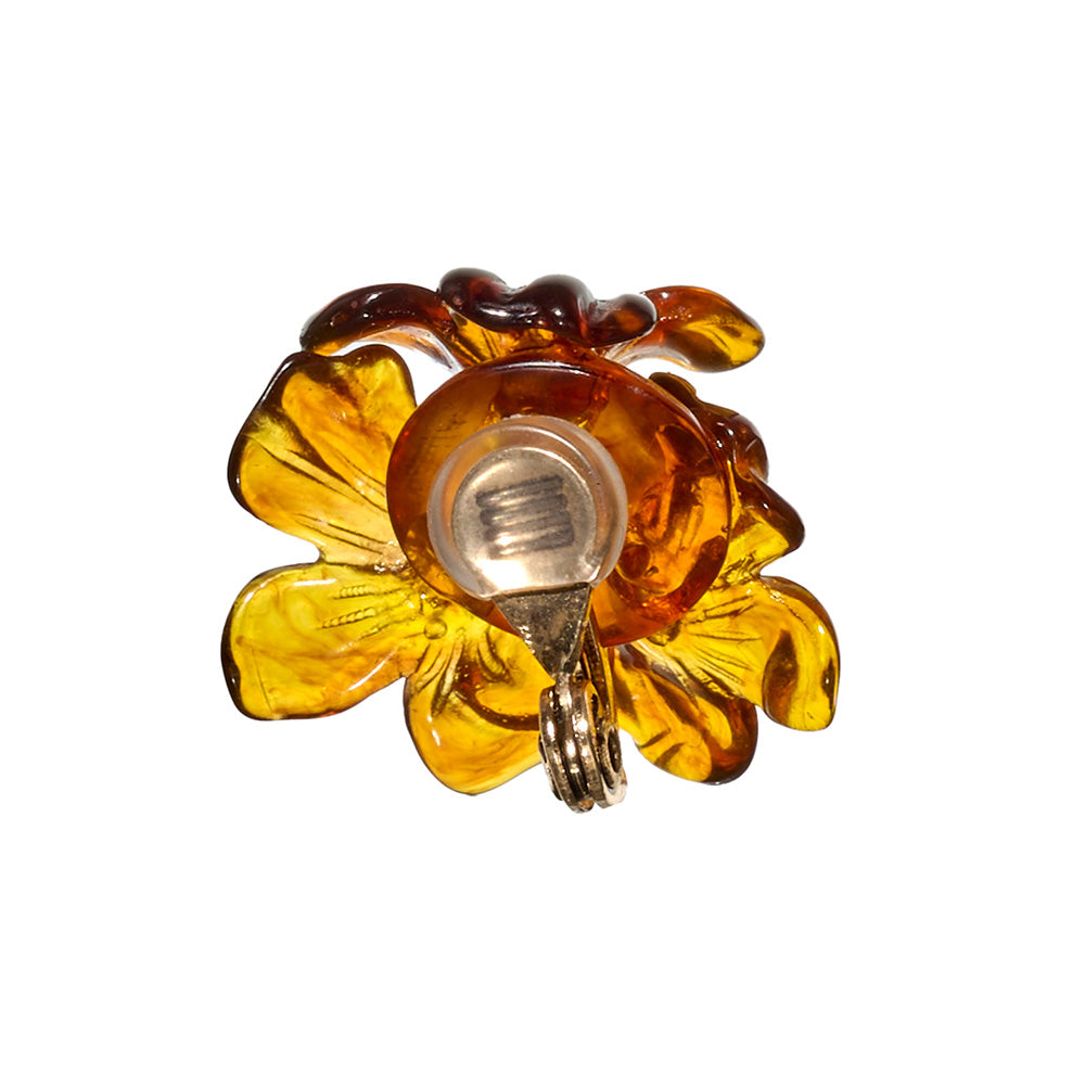 【LIMITED NUMBER/リミテッドナンバー】MELLOW トリプル フラワー マーブル カラー クリップイヤリング シリコンカバー付き