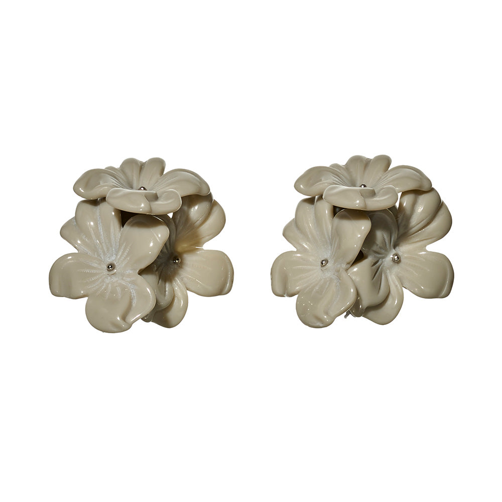 【LIMITED NUMBER/リミテッドナンバー】MELLOW トリプル フラワー マーブル カラー クリップイヤリング シリコンカバー付き