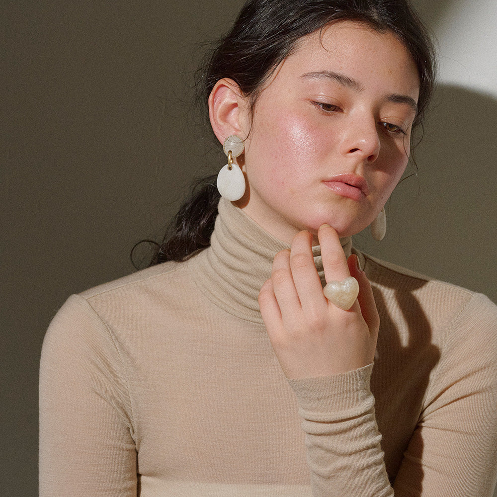 【LIMITED NUMBER/リミテッドナンバー】MELLOW ホマイカ ダブル オーバル マーブル カラー クリップイヤリング シリコンカバー付き