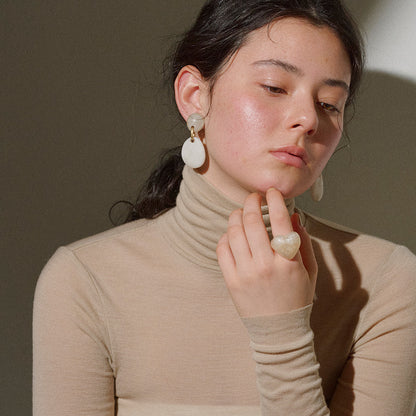 【LIMITED NUMBER/リミテッドナンバー】MELLOW ホマイカ ダブル オーバル マーブル カラー クリップイヤリング シリコンカバー付き