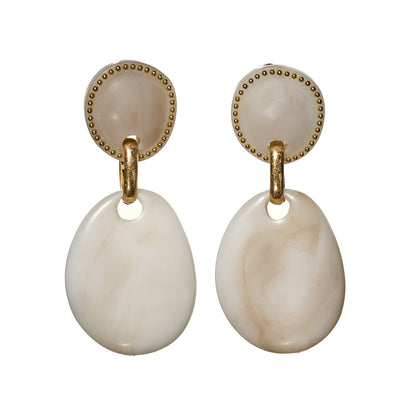 【LIMITED NUMBER/リミテッドナンバー】MELLOW ホマイカ ダブル オーバル マーブル カラー クリップイヤリング シリコンカバー付き