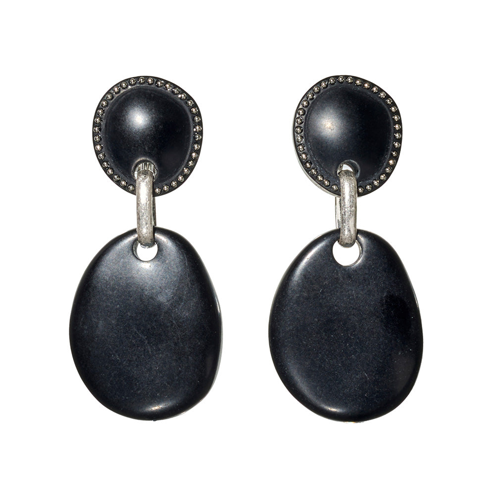 【LIMITED NUMBER/リミテッドナンバー】MELLOW ホマイカ ダブル オーバル マーブル カラー クリップイヤリング シリコンカバー付き