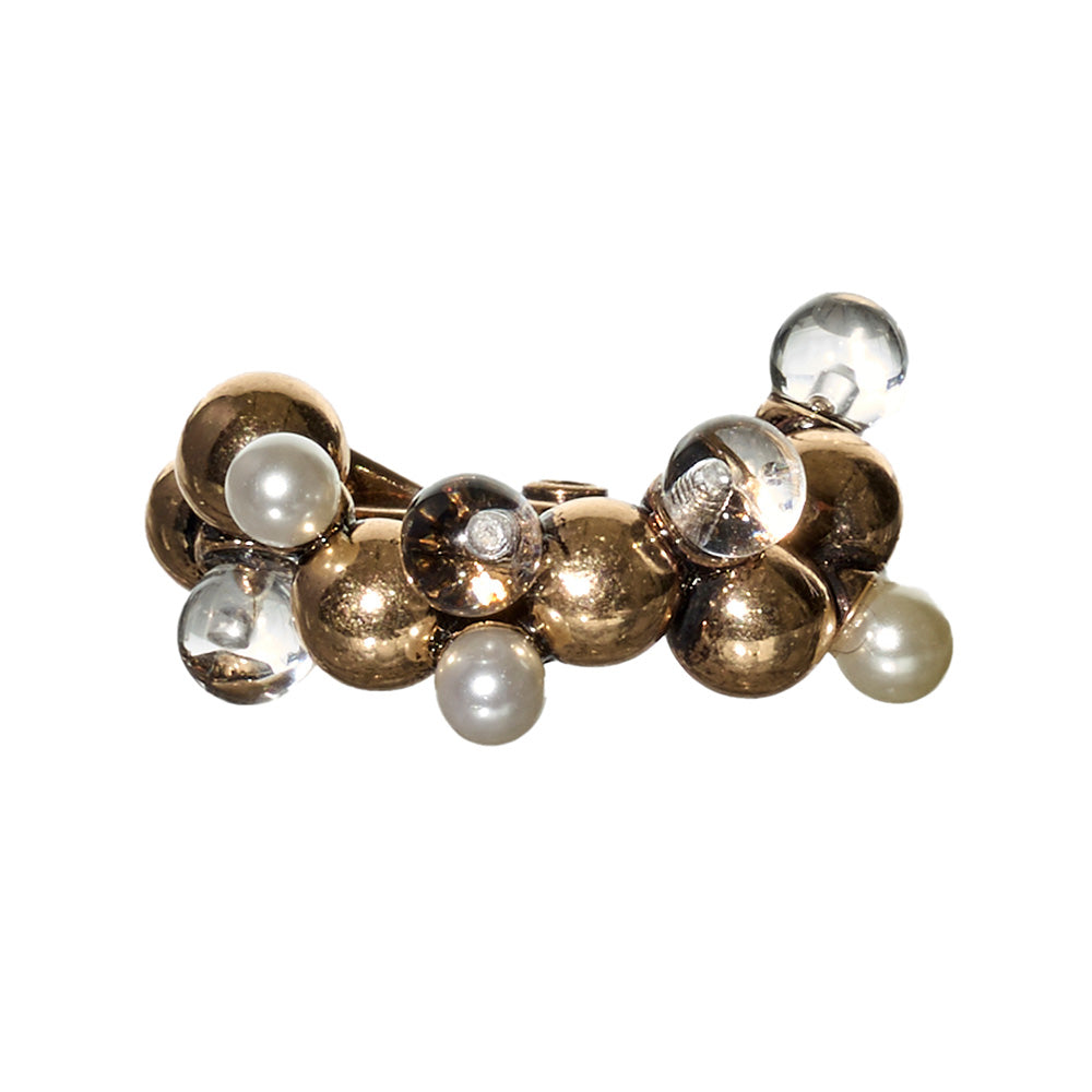 【LIMITED NUMBER/リミテッドナンバー】MELLOW パール クリア ミックス バブル フープ風 クリップイヤリング シリコンカバー付き