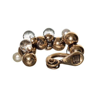 【LIMITED NUMBER/リミテッドナンバー】MELLOW パール クリア ミックス バブル フープ風 クリップイヤリング シリコンカバー付き