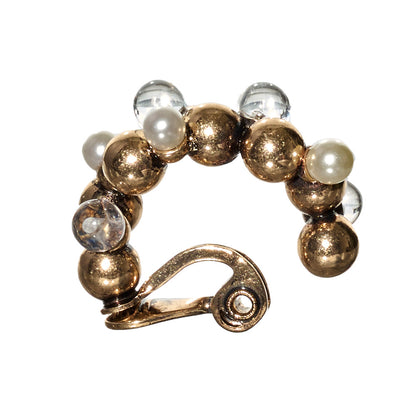 【LIMITED NUMBER/リミテッドナンバー】MELLOW パール クリア ミックス バブル フープ風 クリップイヤリング シリコンカバー付き