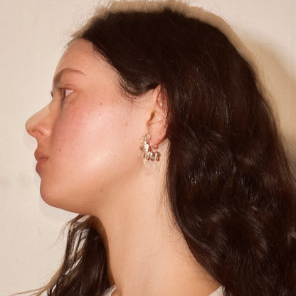 【LIMITED NUMBER/リミテッドナンバー】MELLOW パール クリア ミックス バブル フープ風 クリップイヤリング シリコンカバー付き