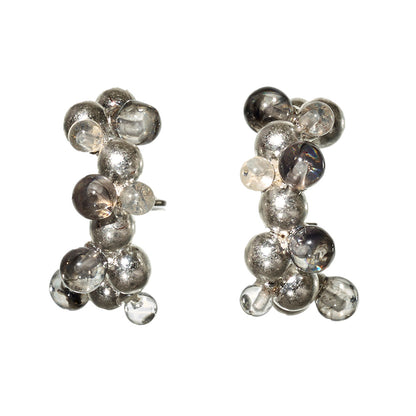 【LIMITED NUMBER/リミテッドナンバー】MELLOW パール クリア ミックス バブル フープ風 クリップイヤリング シリコンカバー付き