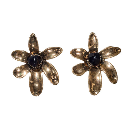 【LIMITED NUMBER/リミテッドナンバー】MELLOW フラワー ストーンビーズ バイカラー クリップイヤリング シリコンカバー付き