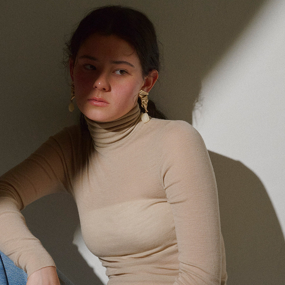 【LIMITED NUMBER/リミテッドナンバー】MELLOW クラッシュ プレート マーブル クリア ストーンビーズ クリップイヤリング シリコンカバー付き