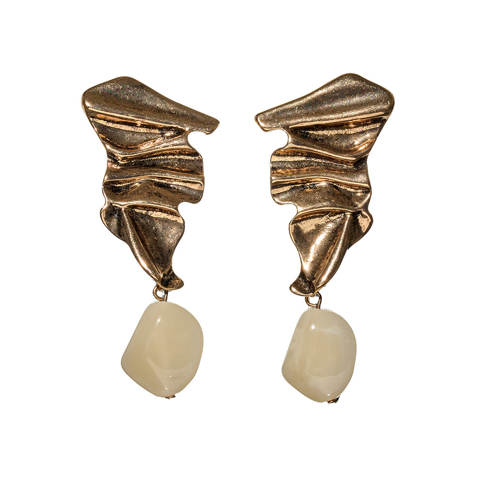 【LIMITED NUMBER/リミテッドナンバー】MELLOW クラッシュ プレート マーブル クリア ストーンビーズ クリップイヤリング シリコンカバー付き