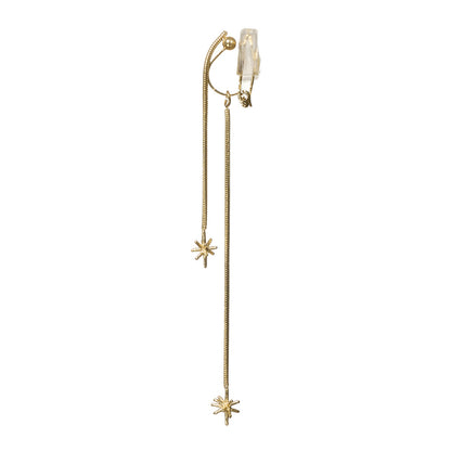 【LIMITED NUMBER/リミテッドナンバー】  MOON stainless collection イヤリング メタル ダブル ミニ ブライトスター チェーン スウィング シリコンカバー付き クリップイヤリング