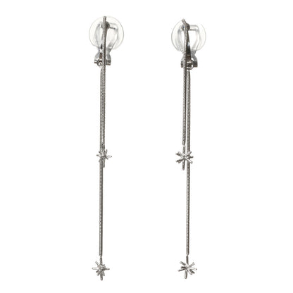 【LIMITED NUMBER/リミテッドナンバー】  MOON stainless collection イヤリング メタル ダブル ミニ ブライトスター チェーン スウィング シリコンカバー付き クリップイヤリング