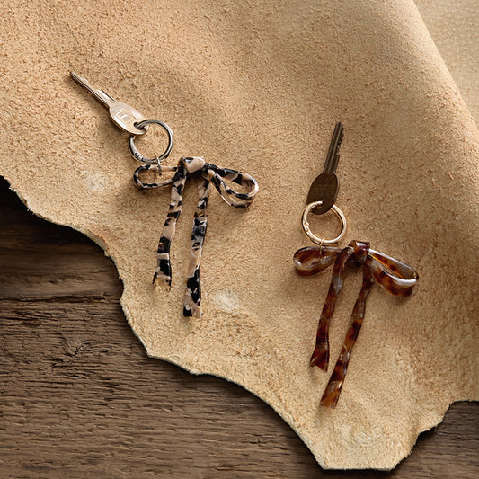 【LIMITED NUMBER】Vintage Like-KEY CHARM リボン マーブル カラー カラビナ キーリング