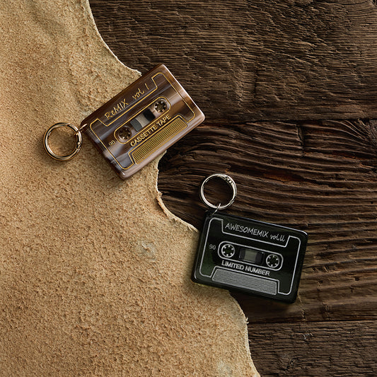 【LIMITED NUMBER】Vintage Like-KEY CHARM カセットテープ マーブル クリア カラー カラビナ キーリング
