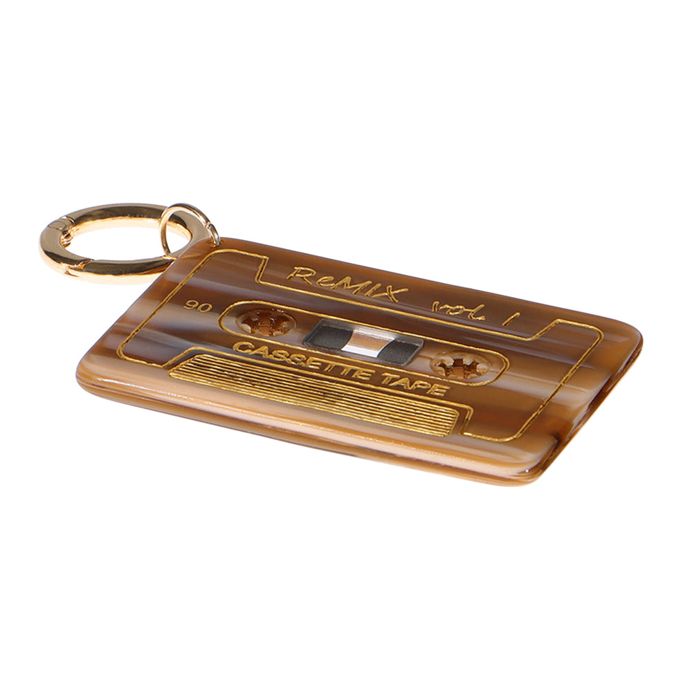 【LIMITED NUMBER】Vintage Like-KEY CHARM カセットテープ マーブル クリア カラー カラビナ キーリング
