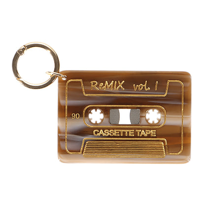 【LIMITED NUMBER】Vintage Like-KEY CHARM カセットテープ マーブル クリア カラー カラビナ キーリング