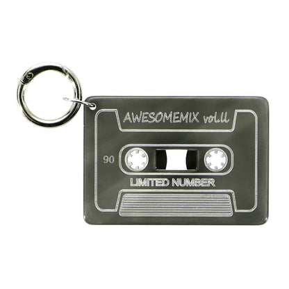 【LIMITED NUMBER】Vintage Like-KEY CHARM カセットテープ マーブル クリア カラー カラビナ キーリング