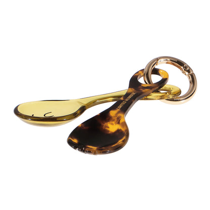 【LIMITED NUMBER】Vintage Like-KEY CHARM カトラリー フォーク スプーン 2本セット マーブル クリア バイカラー カラビナ キーリング