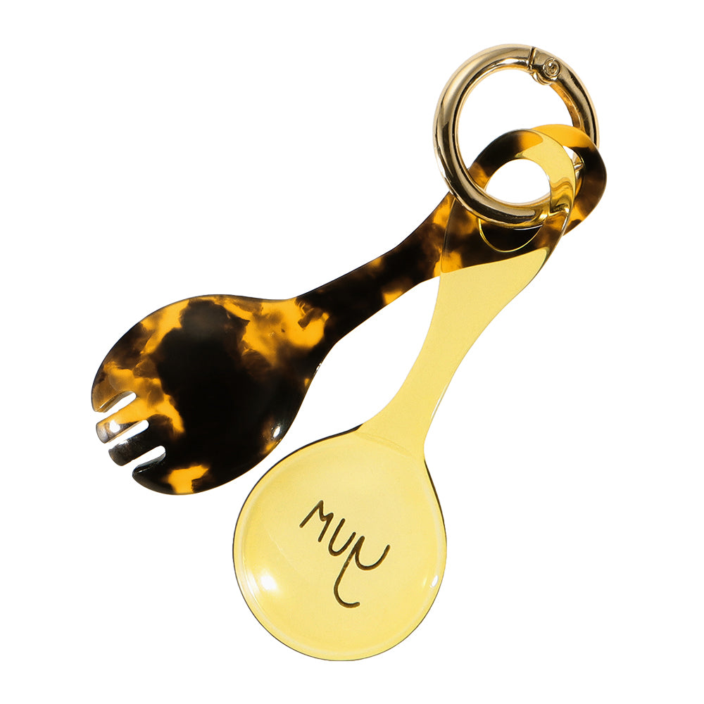 【LIMITED NUMBER】Vintage Like-KEY CHARM カトラリー フォーク スプーン 2本セット マーブル クリア バイカラー カラビナ キーリング