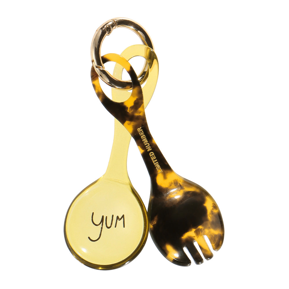 【LIMITED NUMBER】Vintage Like-KEY CHARM カトラリー フォーク スプーン 2本セット マーブル クリア バイカラー カラビナ キーリング