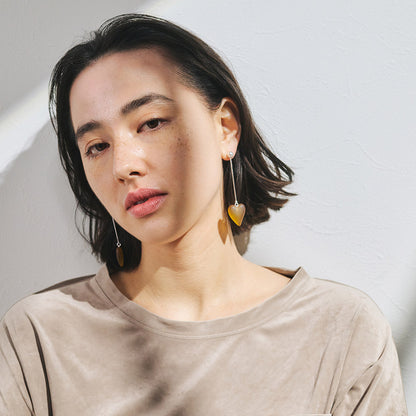 【LIMITED NUMBER】MELLOW ピアス ニッケルフリー メタル マット クリア カラー マーブル ホマイカ ボール ロング ステック ハート チタンポスト ドロップピアス