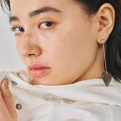 【LIMITED NUMBER】MELLOW ピアス ニッケルフリー メタル マット クリア カラー マーブル ホマイカ ボール ロング ステック ハート チタンポスト ドロップピアス