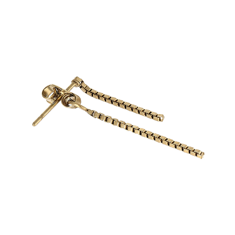 【LIMITED NUMBER】STAINLESS collection ピアス メタル スリム ベネチアンチェーン Iライン バックキャッチ スタッドピアス