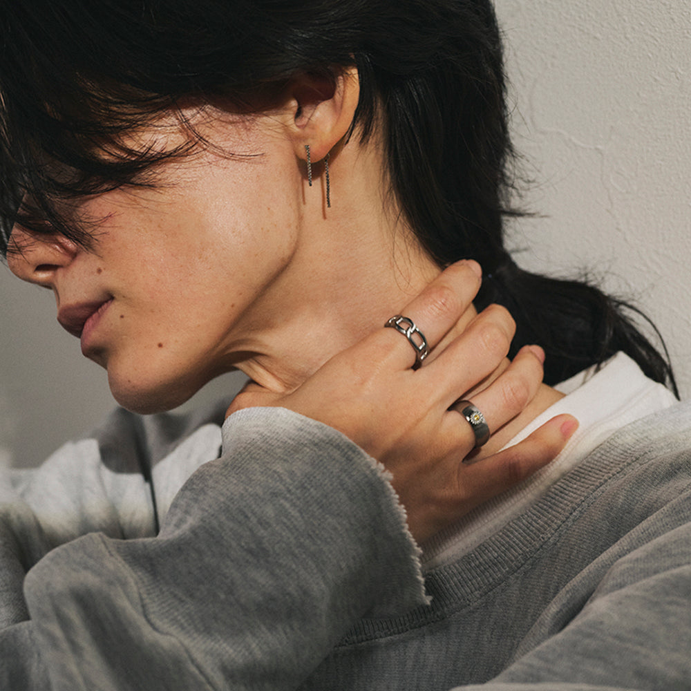 【LIMITED NUMBER】STAINLESS collection ピアス メタル スリム ベネチアンチェーン Iライン バックキャッチ スタッドピアス