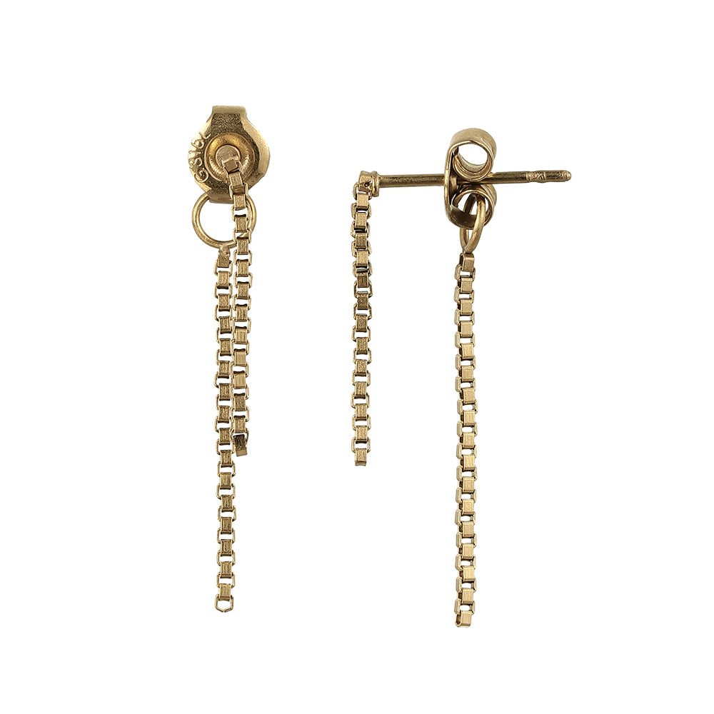 【LIMITED NUMBER】STAINLESS collection ピアス メタル スリム ベネチアンチェーン Iライン バックキャッチ スタッドピアス