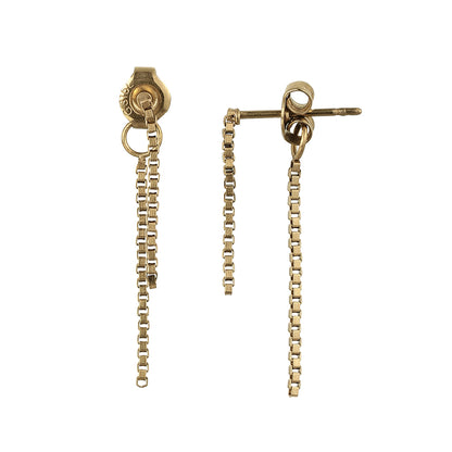 【LIMITED NUMBER】STAINLESS collection ピアス メタル スリム ベネチアンチェーン Iライン バックキャッチ スタッドピアス