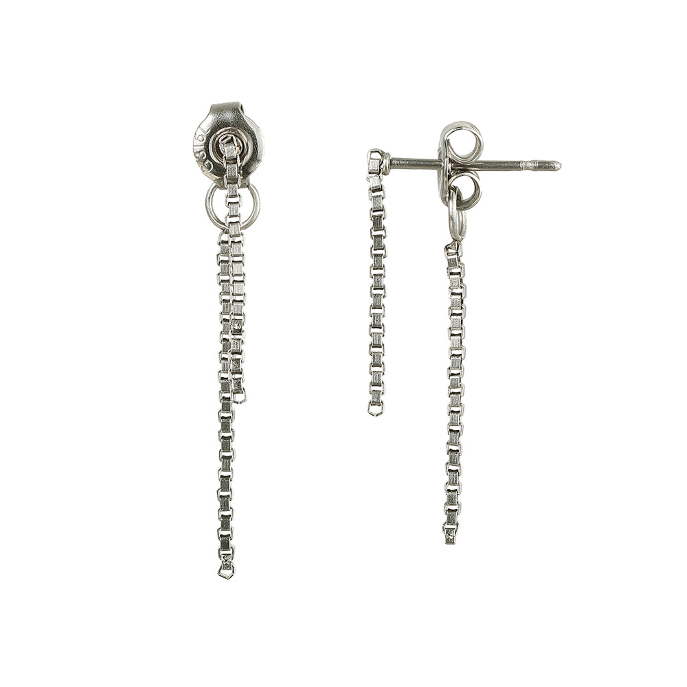 【LIMITED NUMBER】STAINLESS collection ピアス メタル スリム ベネチアンチェーン Iライン バックキャッチ スタッドピアス