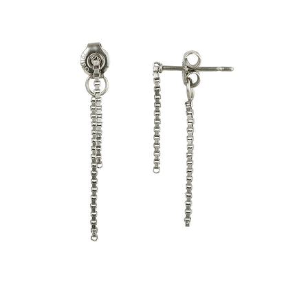 【LIMITED NUMBER】STAINLESS collection ピアス メタル スリム ベネチアンチェーン Iライン バックキャッチ スタッドピアス