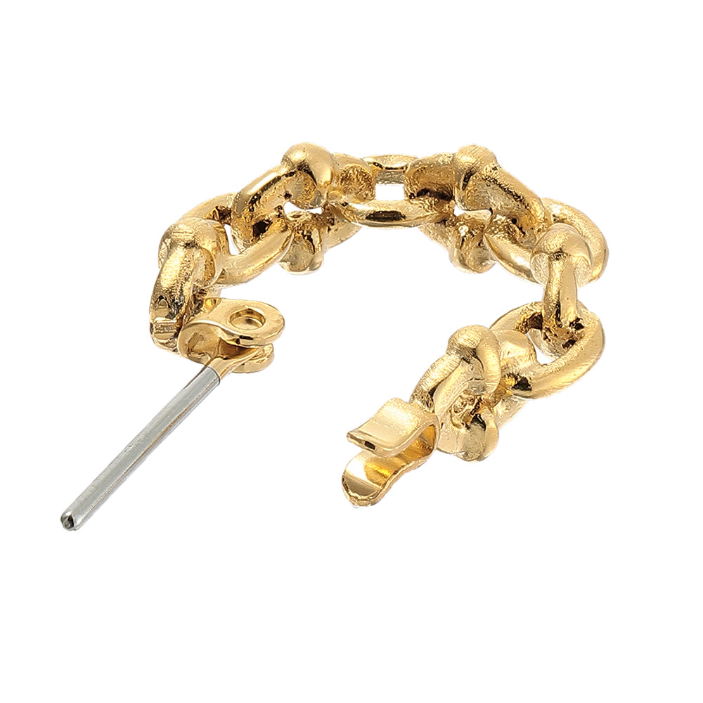 【LIMITED NUMBER】STAINLESS collection ピアス メタル デザイン リンクチェーン ワンタッチ フープピアス