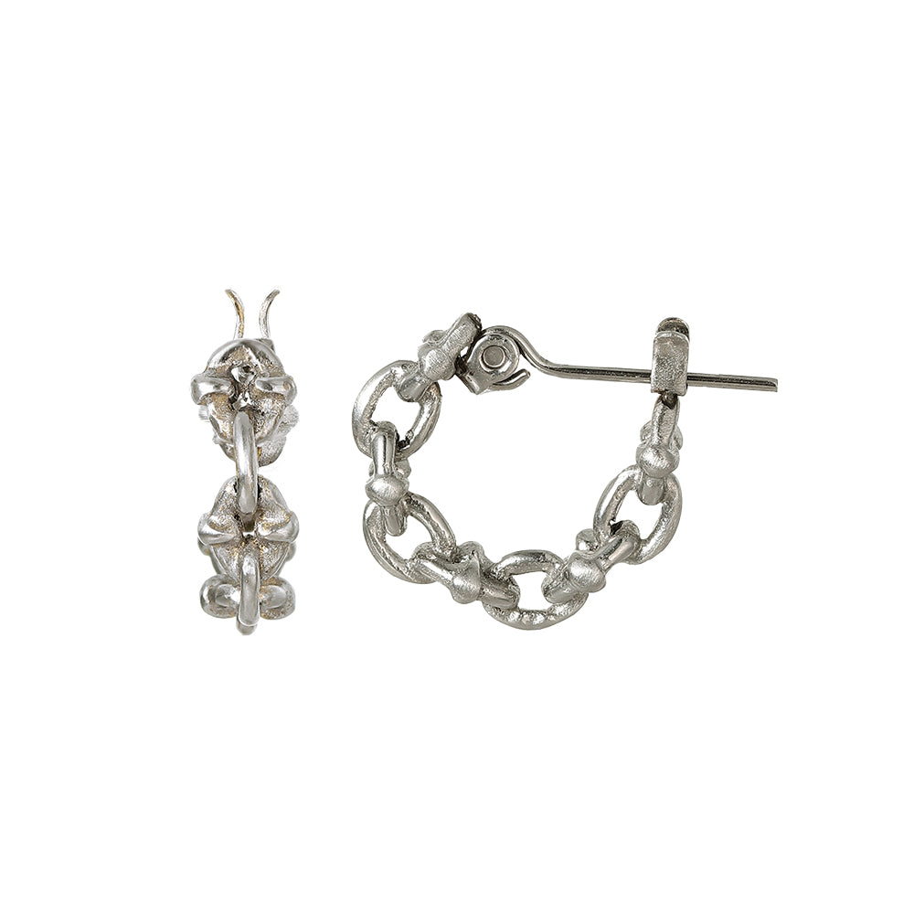 【LIMITED NUMBER】STAINLESS collection ピアス メタル デザイン リンクチェーン ワンタッチ フープピアス