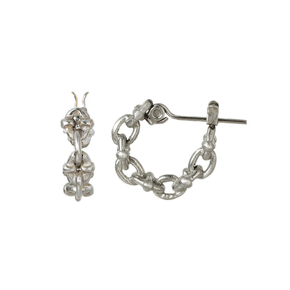 【LIMITED NUMBER】STAINLESS collection ピアス メタル デザイン リンクチェーン ワンタッチ フープピアス