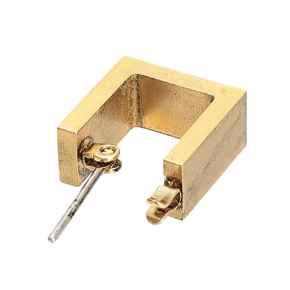 【LIMITED NUMBER】STAINLESS collection ピアス メタル スクエア ライン U字 ワンタッチ フープピアス