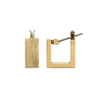 【LIMITED NUMBER】STAINLESS collection ピアス メタル スクエア ライン U字 ワンタッチ フープピアス