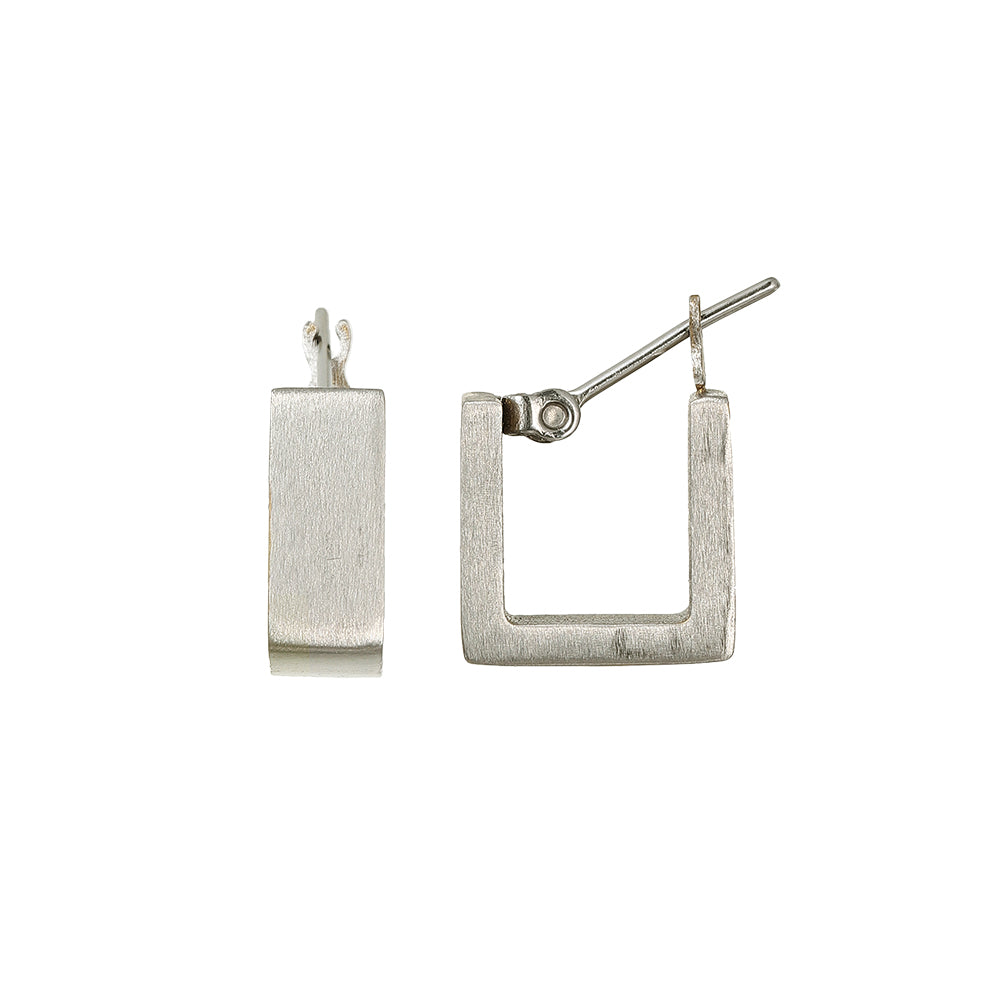 【LIMITED NUMBER】STAINLESS collection ピアス メタル スクエア ライン U字 ワンタッチ フープピアス