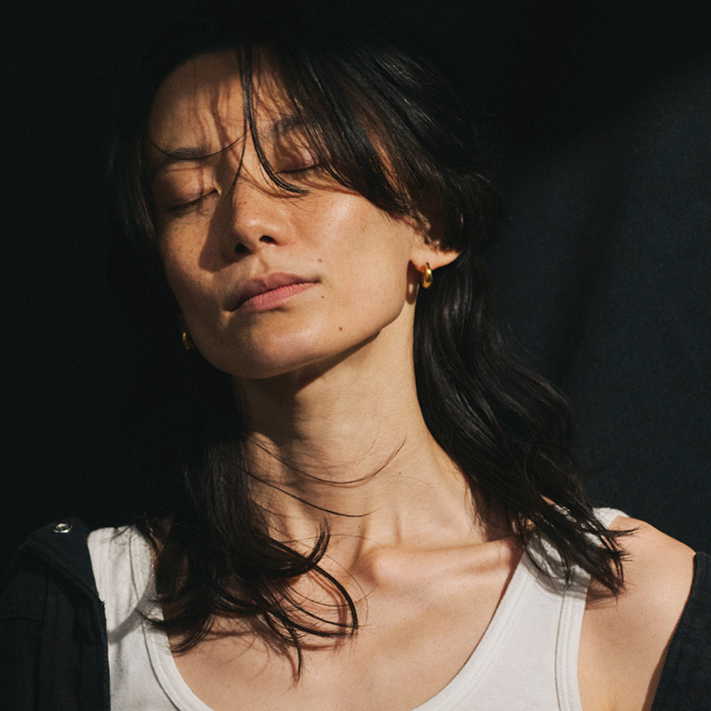 【LIMITED NUMBER】STAINLESS collection ピアス メタル カーブ ライン U字 ワンタッチ フープピアス