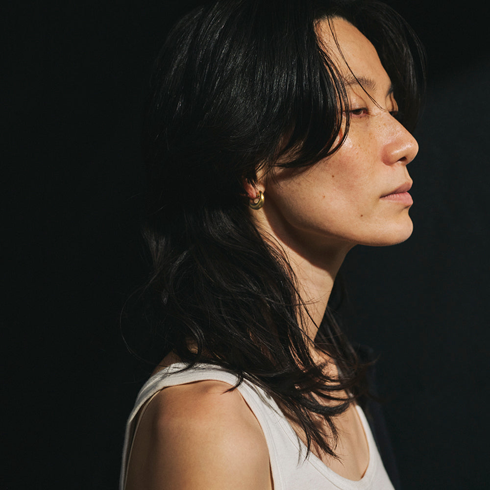 【LIMITED NUMBER】STAINLESS collection ピアス メタル カーブ ライン U字 ワンタッチ フープピアス