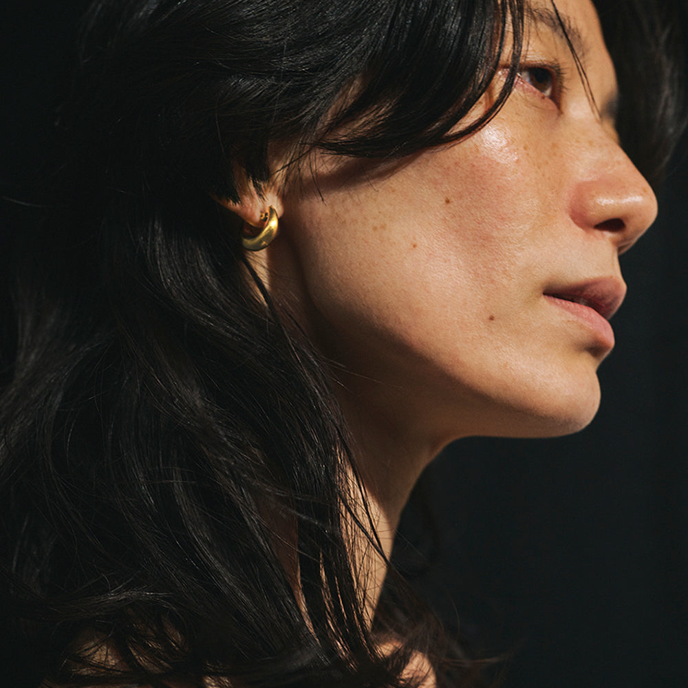 【LIMITED NUMBER】STAINLESS collection ピアス メタル カーブ ライン U字 ワンタッチ フープピアス