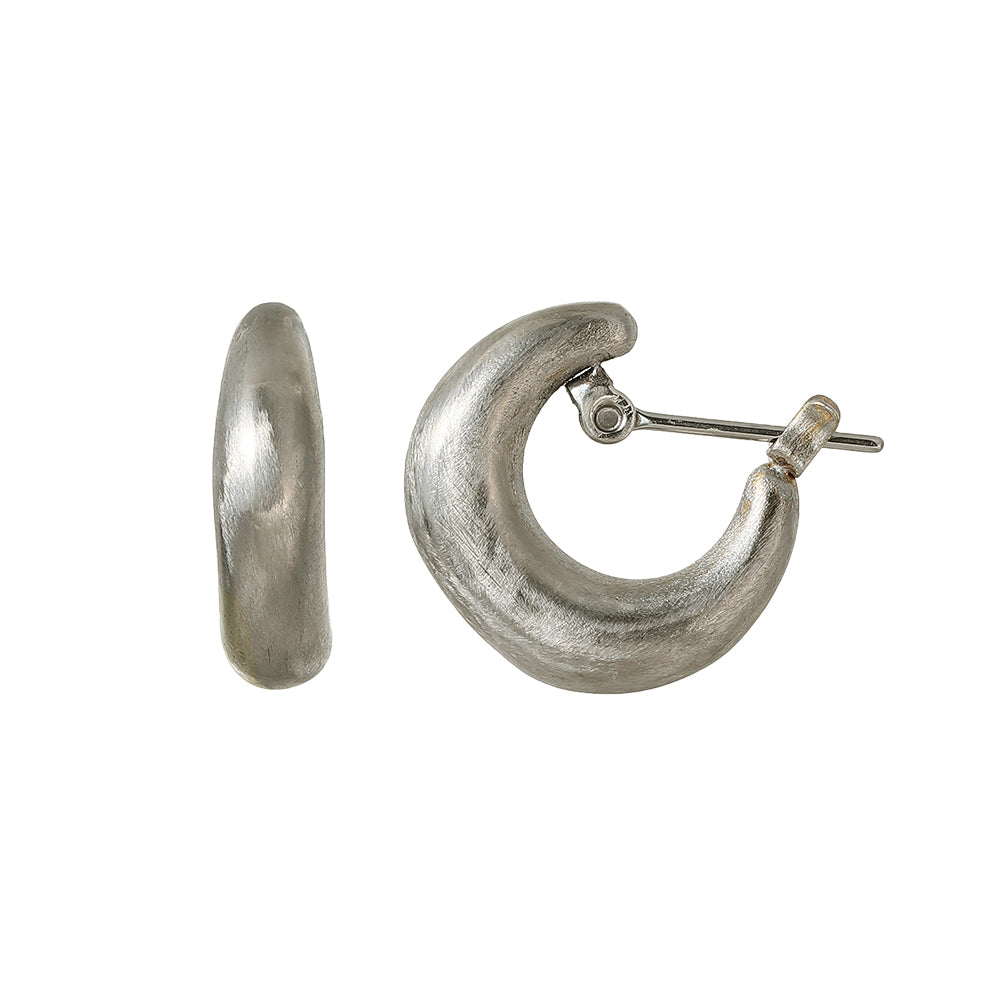 【LIMITED NUMBER】STAINLESS collection ピアス メタル カーブ ライン U字 ワンタッチ フープピアス