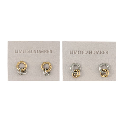 【LIMITED NUMBER】STAINLESS collection ピアス メタル トリプル リング コンビカラー スタッドピアス